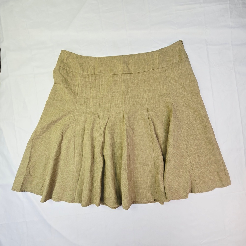 Unbranded Pleated Mini Skirt Women Size 22W Green Textured Side Zip Flare